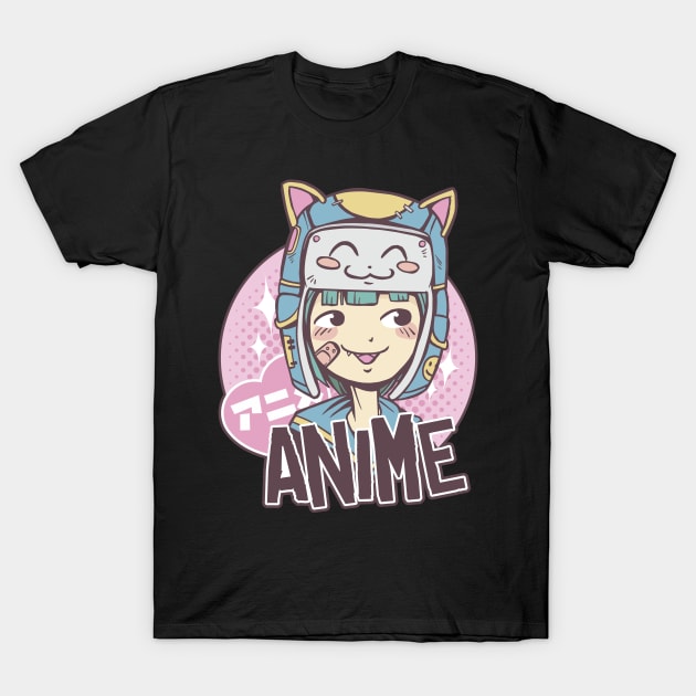 Meow Anime Cat Girl T-Shirt by MimicGaming